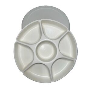 Vtg Tupperware Serving Center Divided Party Taco Veggie Fruit Tray 1665-5 Almond